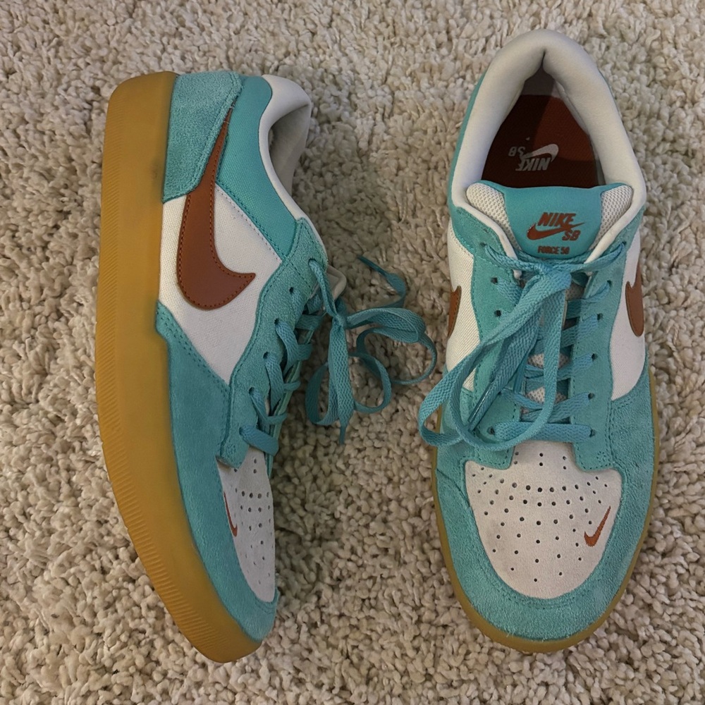 Nike SB Force 58Skate Shoes in Blue Frost Russet & Gum Sneakers Size 11
